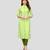Parrot-green printed rayon ethnic-kurtis