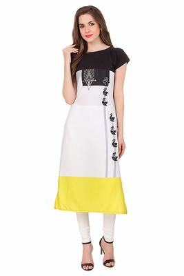 White printed crepe kurtis 1