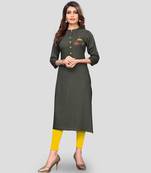 Grey plain rayon ethnic-kurtis