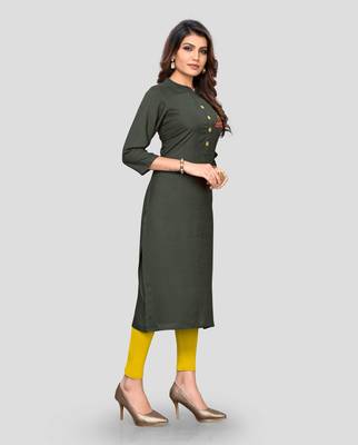 Grey plain rayon ethnic-kurtis 3