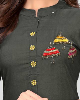Grey plain rayon ethnic-kurtis 5