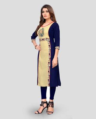 Multicolor plain cotton cotton-kurtis 3