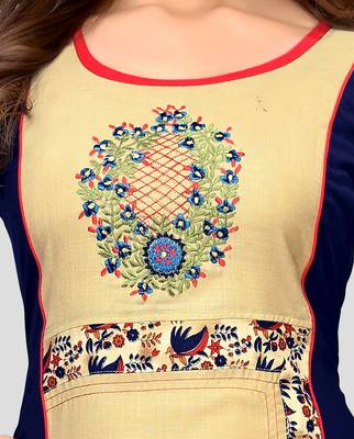 Multicolor plain cotton cotton-kurtis 4