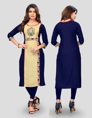 Multicolor plain cotton cotton-kurtis 5