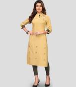 Beige plain rayon ethnic-kurtis