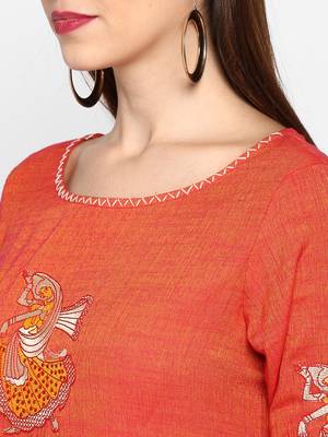 Orange plain rayon ethnic-kurtis 5