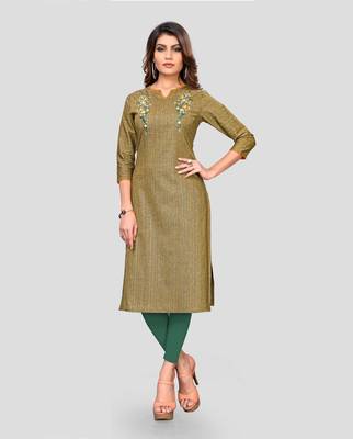 Green plain cotton cotton-kurtis 1