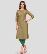 Green plain cotton cotton-kurtis