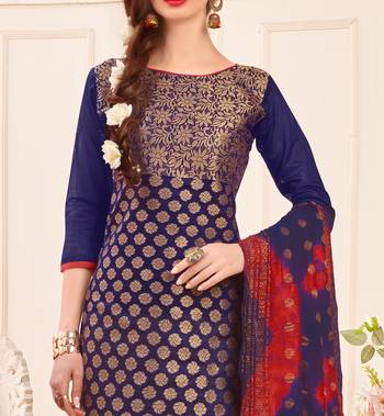 Navy-blue embroidered banarasi cotton salwar 2