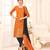 Orange embroidered banarasi cotton salwar