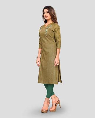Green plain cotton cotton-kurtis 3