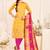 Yellow embroidered banarasi cotton salwar
