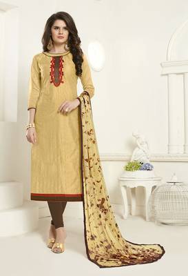Beige embroidered cotton salwar 1