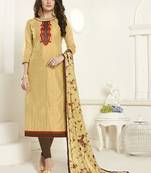 Beige embroidered cotton salwar