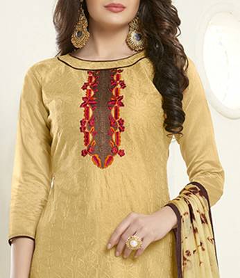 Beige embroidered cotton salwar 2