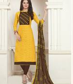 Yellow embroidered cotton salwar