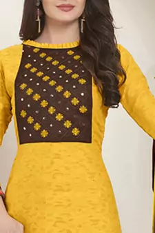 Yellow embroidered cotton salwar