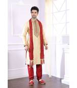 Gold printed cotton kurta pajama