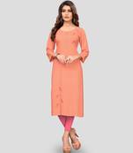 Peach plain rayon ethnic-kurtis