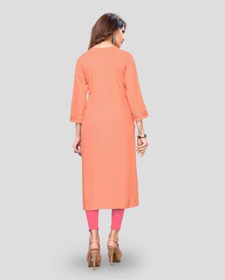Peach plain rayon ethnic-kurtis 2