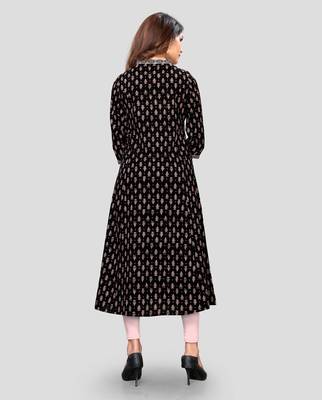 Black printed cotton cotton-kurtis 2