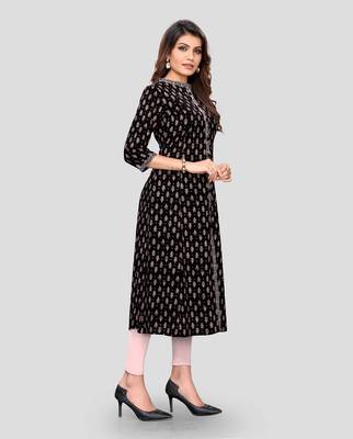 Black printed cotton cotton-kurtis 3