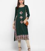 Green plain rayon ethnic-kurtis