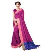 Magenta woven cotton silk saree with blouse