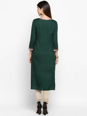 Green plain rayon ethnic-kurtis 2