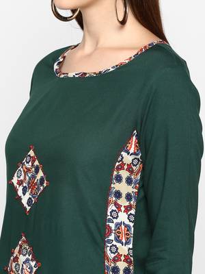 Green plain rayon ethnic-kurtis 5