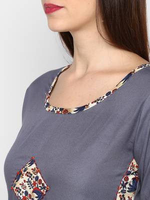 Grey plain rayon ethnic-kurtis 5