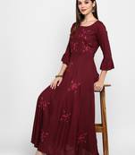 Purple plain rayon ethnic-kurtis