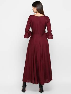 Purple plain rayon ethnic-kurtis 2