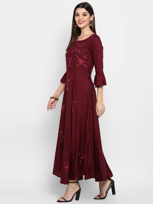 Purple plain rayon ethnic-kurtis 3