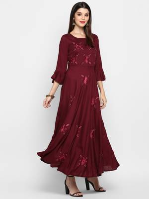 Purple plain rayon ethnic-kurtis 4