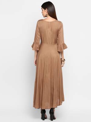 Light-brown plain rayon ethnic-kurtis 2