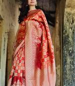Red color Banarasi silk saree 