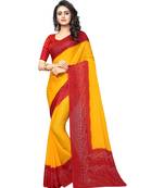 Yellow printed Georgette saree with blouse