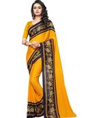 Yellow printed Georgette saree with blouse