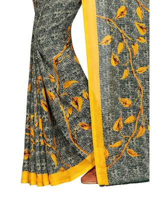 Yellow printed Georgette saree with blouse 3