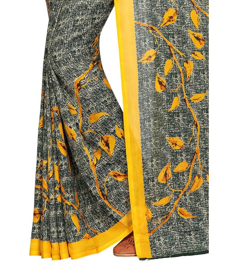 Yellow printed Georgette saree with blouse