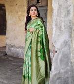 Green color  Banarasi silk saree