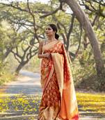 Orange color Banarasi Silk Saree
