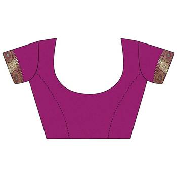 Purple woven cotton silk saree with blouse 4