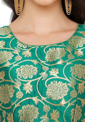 Women'S Green Cotton Silk Readymade Saree Blouse 5