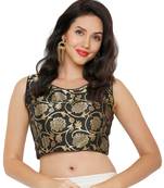 Women's Black Cotton Silk Readymade Saree Blouse