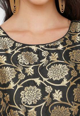 Women's Black Cotton Silk Readymade Saree Blouse 5