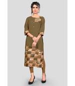 Mehendi Green Color Printed Rayon Straight Kurti