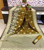 Yellow color Banarasi silk saree