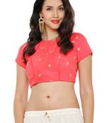 Women's Peach Cotton Silk Readymade Saree Blouse